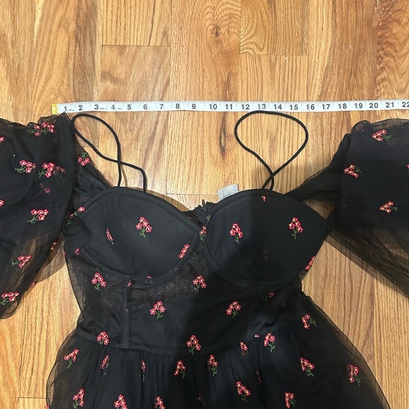 ASOS Floral Black Mesh Dress with Corset Details - Picture 10 of 12